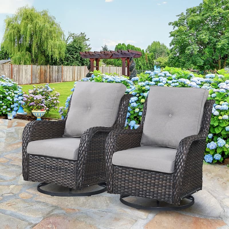 Pocassy 5-Piece Outdoor Furniture Set, Swivel chairs with Ottomans