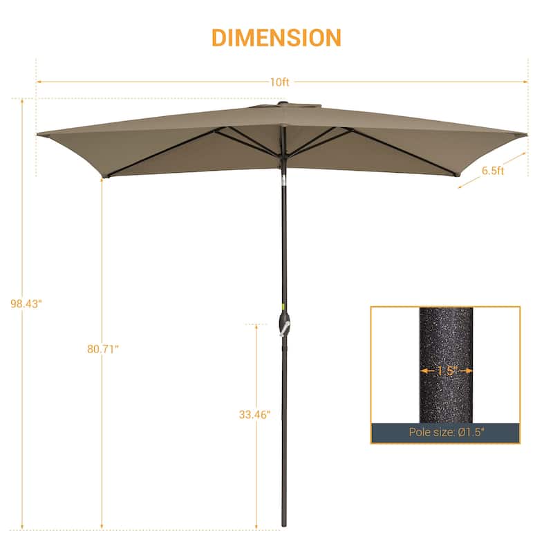 LIVOOSUN 10x6.5ft Patio Market Umbrella Aluminum Table Umbrellas