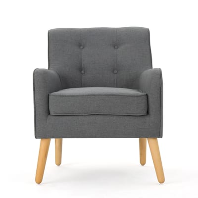 Mid Century Arm Chairs Tufted Back Accent Chairs w/ Wood Legs,Charcoal