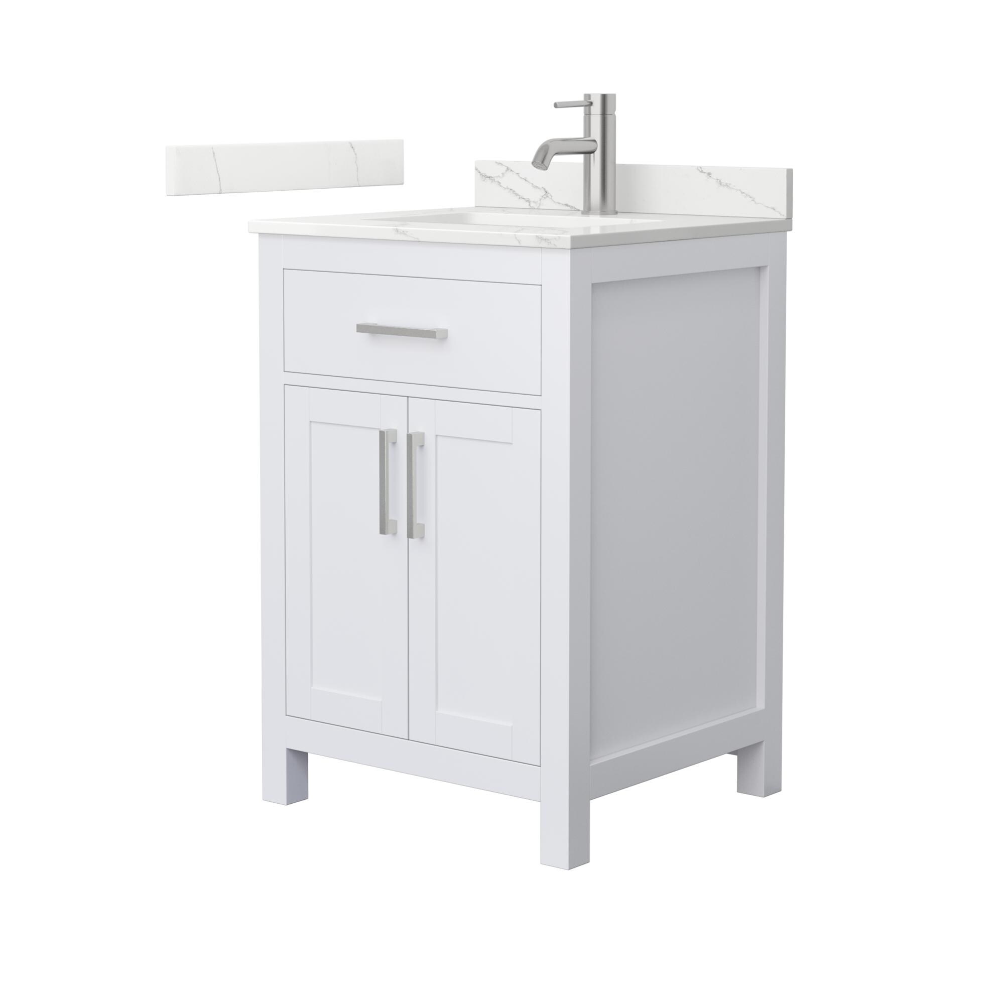 Wyndham Collection Beckett 24-inch Single Vanity, Quartz Top
