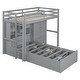 preview thumbnail 14 of 16, Twin Size Hydraulic Storage Bed with Drawers, Wood Bunk Bed Frame with Wardrobe, Shelves, Ladder and Guardrails for Kids, Teens