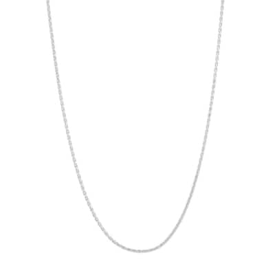 Curata 14k White Gold 0.85mm Diamond Cut Wheat Chain Necklace (Lobster)