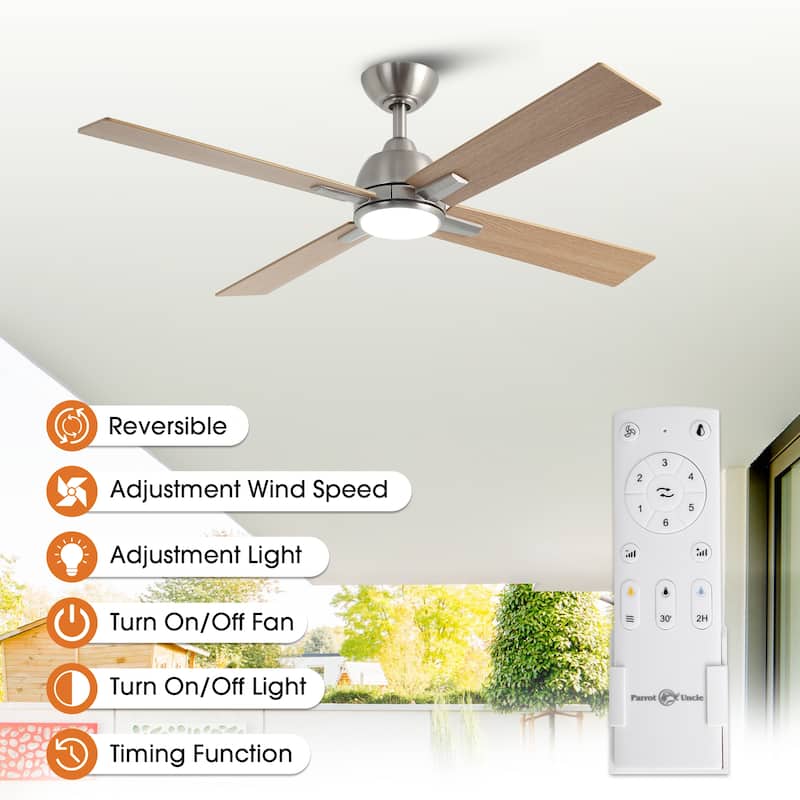 48-inch Gold Plywood Modern Dimmable Ceiling Fan with Light and Remote