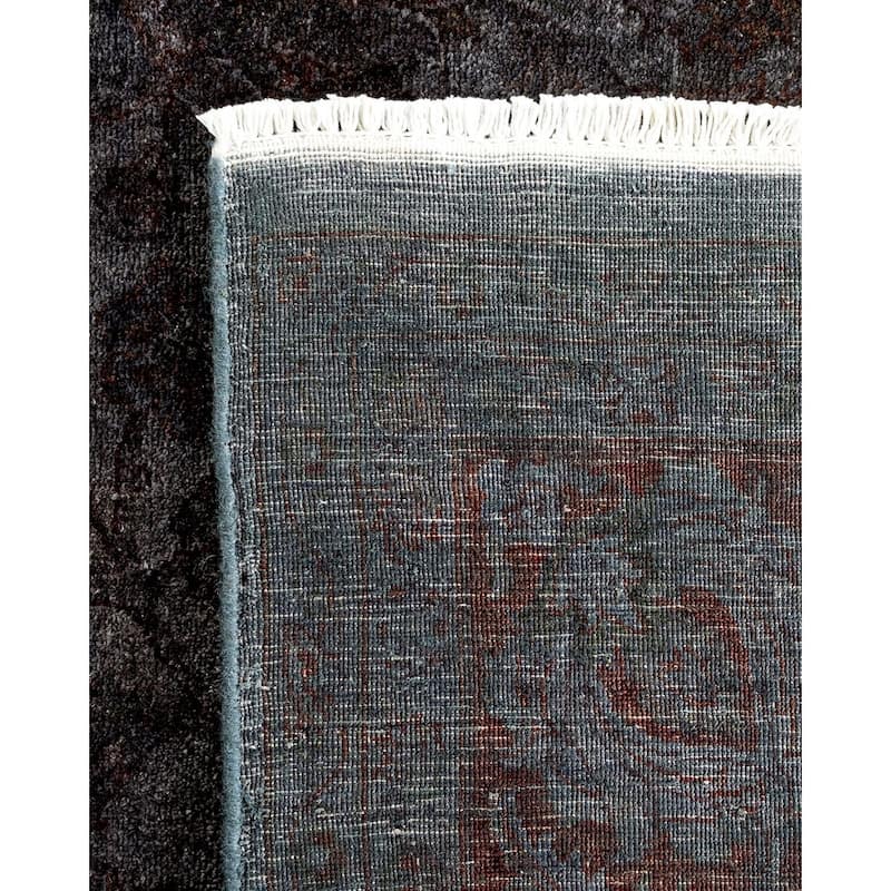 Overton Hand Knotted Wool Vintage Inspired Modern Contemporary Overdyed Gray Area Rug - 8' 4" x 10' 4"