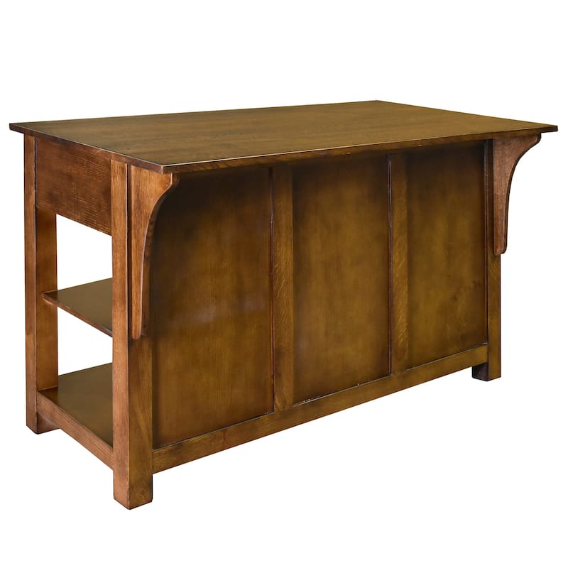 Mission 3 Drawer Oak Kitchen Island 60''
