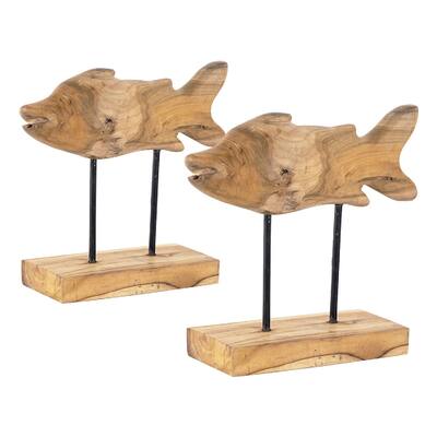 A&B Home Set of 2 Fish Figure On Stand