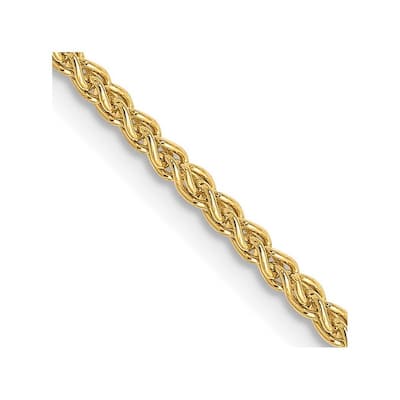 Curata 10k Yellow Gold Solid 1.5mm Diamond-cut Spiga Wheat Chain Necklace (Lobster) Options 16 18 20 24