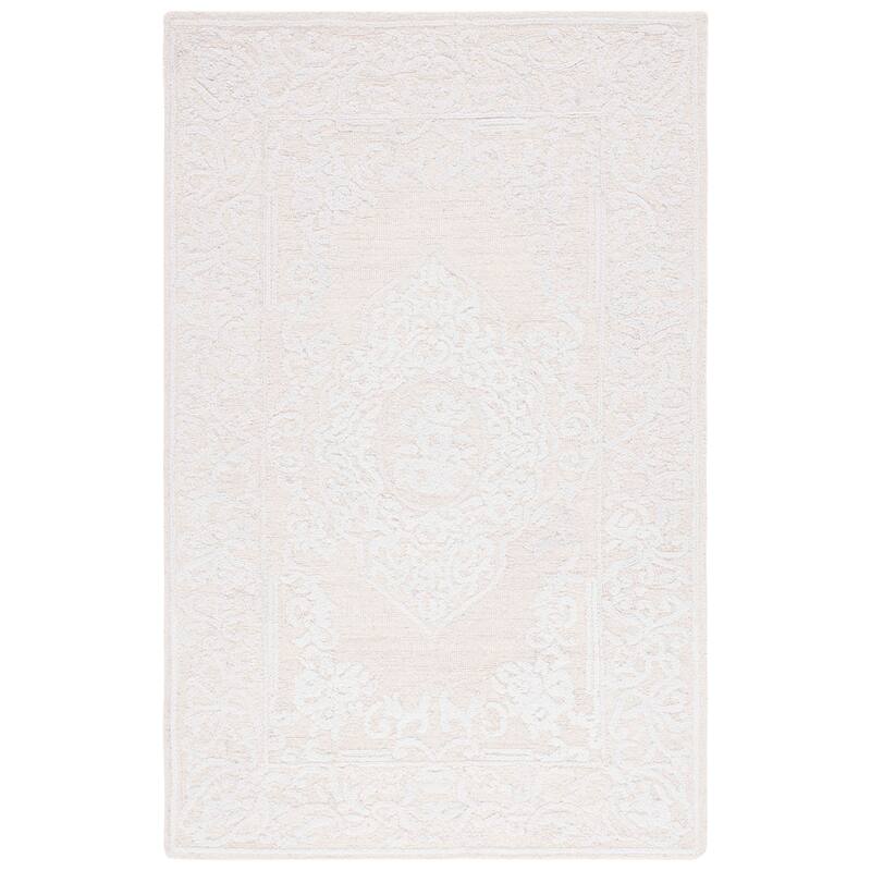 SAFAVIEH Handmade Abstract Mithilesh Medallion Wool Rug - 6' Square - Ivory/Beige