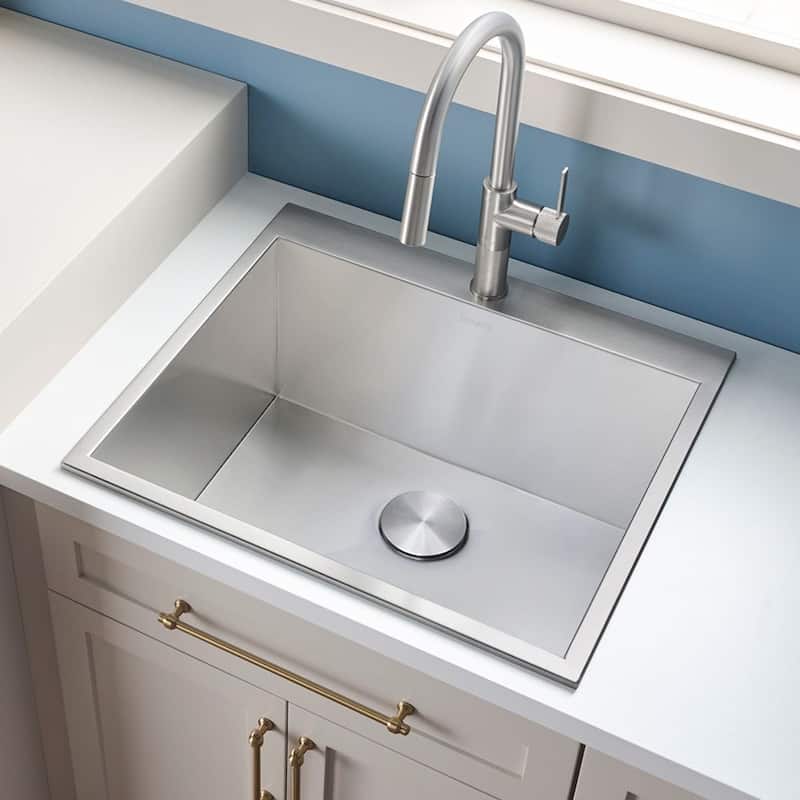 Ruvati Topmount Laundry 22″ x 22″ x 12″ Deep Utility Sink 16 Gauge Stainless Steel – RVU6022