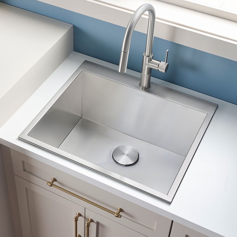 Ruvati Topmount Laundry 22″ x 22″ x 12″ Deep Utility Sink 16 Gauge Stainless Steel – RVU6022 - Silver