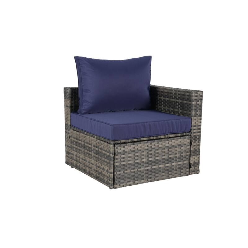 8 Piece Outdoor Patio Sofa Set, Sectional L- Shaped Patio Furniture Wicker Patio Conversation Set