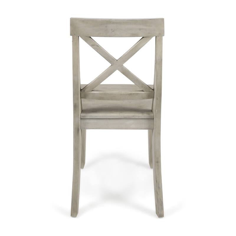 Ricks Dining Chair Set of 2, X Shape Back, Light Gray Acacia Wood Frame