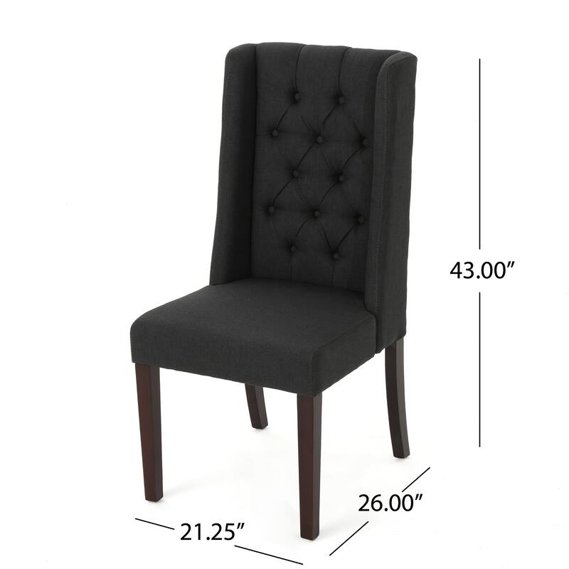 Wingback Upholstered Dining Chairs Set of 2, Fabric Side Dining Room Chairs with Tufted Button, Home Kitchen Wood Chairs
