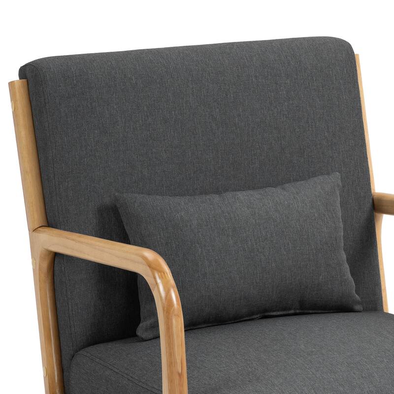Mid-Century Modern Upholstered Accent Chair with Wood Frame