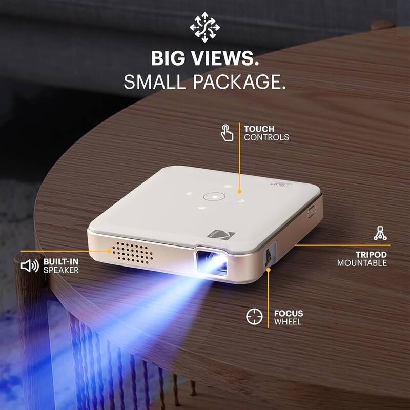 Kodak Luma 150 Pico Projector, Rechargeable Ultra Mini Projector with Travel Case (White)