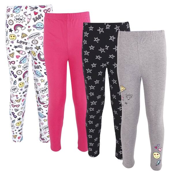 slide 1 of 1, Hudson Baby Toddler Girl Cotton Leggings 4pk, Doodles Doodles - 2T