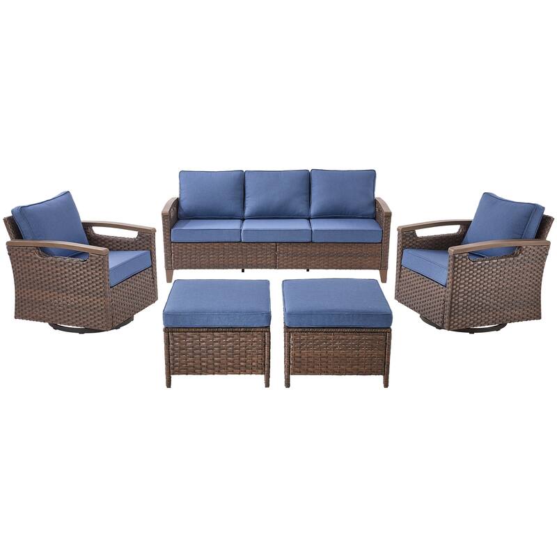 Pocassy Outdoor Brown Wicker Funitre with Cushion Set