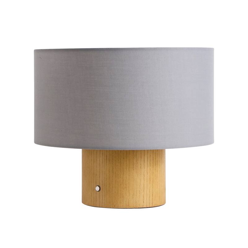 10 in. Modern Small Table Lamp with Corduroy Shade and Touch Switch for Kid Room, Living Room - Grey
