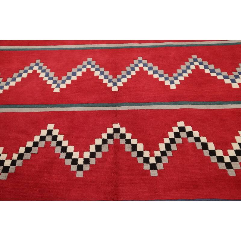 Vegetable Dye Tribal Chevron Nepalese Oriental Wool Area Rug Handmade - 6'0" x 9'0"