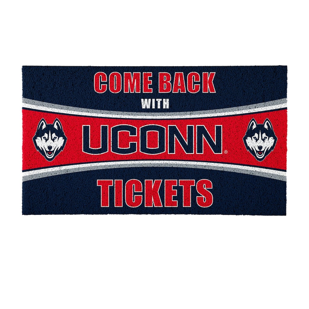 UConn 28 in. x 16 in. PVC "Come Back With Tickets" Trapper Door Mat
