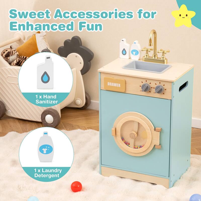 Gymax Kids Washer Playset w/ Laundry Detergent & Hand Sanitizer