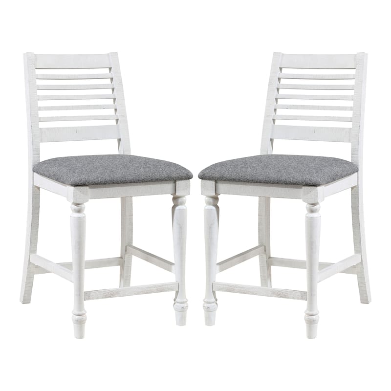 Ionessa Farmhouse Antique White Wood Counter Height Chair by Furniture of America (Set of 2) - Antique White