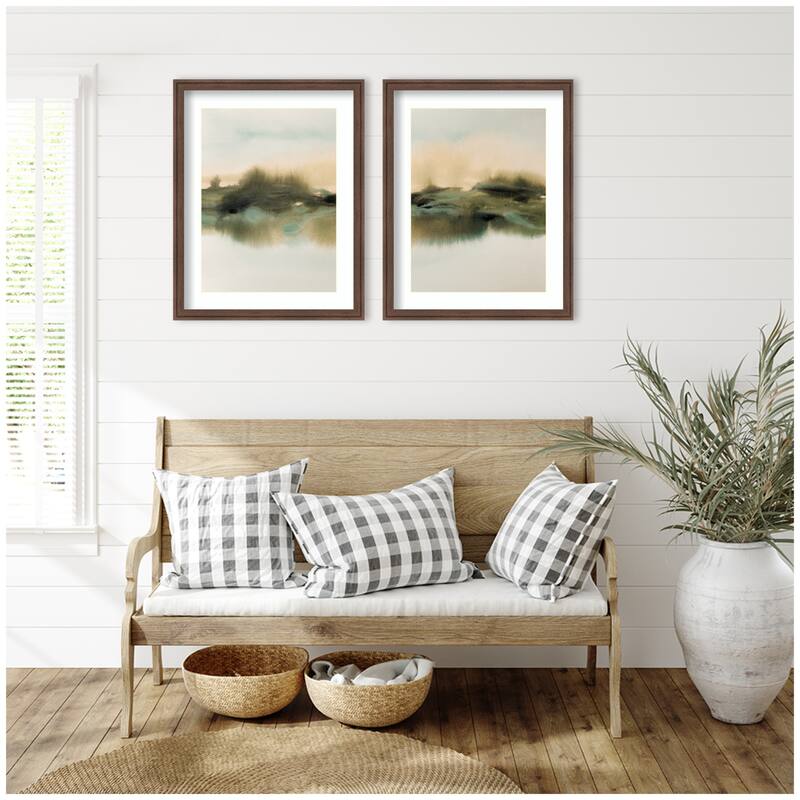 Kate and Laurel Tranquil Meadows 2 Piece Framed Wall Art Print Set by Amy Lighthall