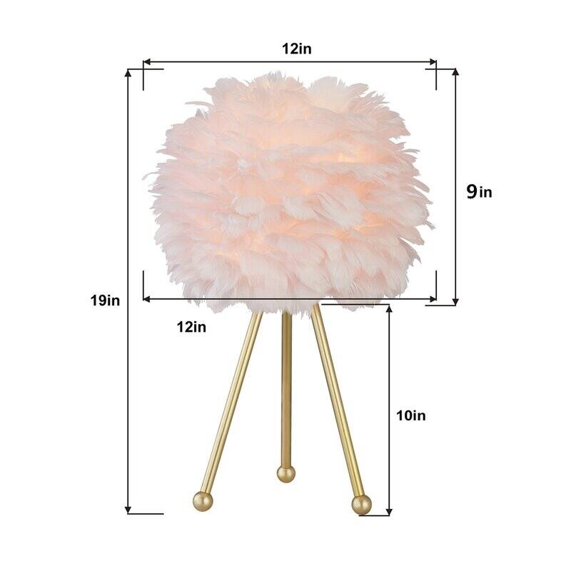 19" Tripod Feather Shade Table Lamp Set (Set of 2)