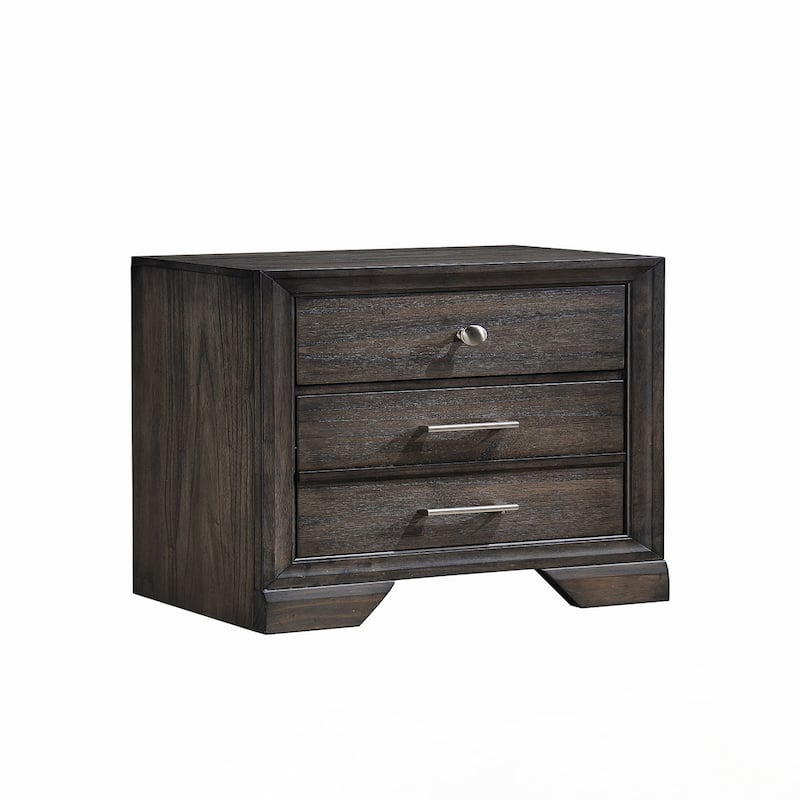 1pc Dark Wood Grain Finish Metal Knobs Nightstand Gray