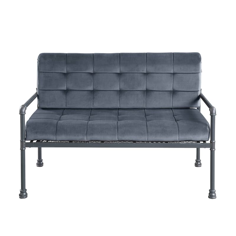 Gray Velvet & Sandy Gray Finish Loveseat