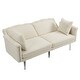 preview thumbnail 11 of 115, Velvet Loveseat Sofa Bed with 2 Pillows, Mid Century 2-Seat Couches Convertible Sofa Bed for Living Room, Bedroom,Office