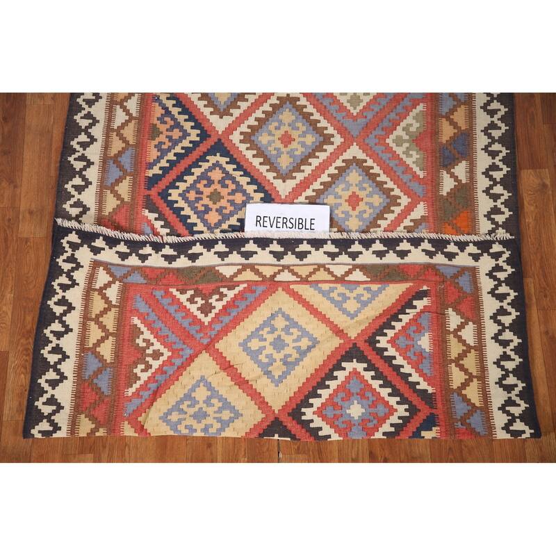 Vegetable Dye Kilim Qashqai Persian Vintage Rug Multi Wool Carpet - 4'6"x 9'4"