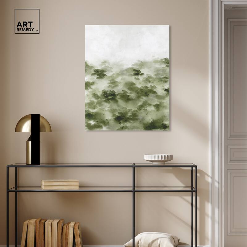 Art Remedy Foggy Rainforest Gallery Wrapped Watercolor Boho Abstracts