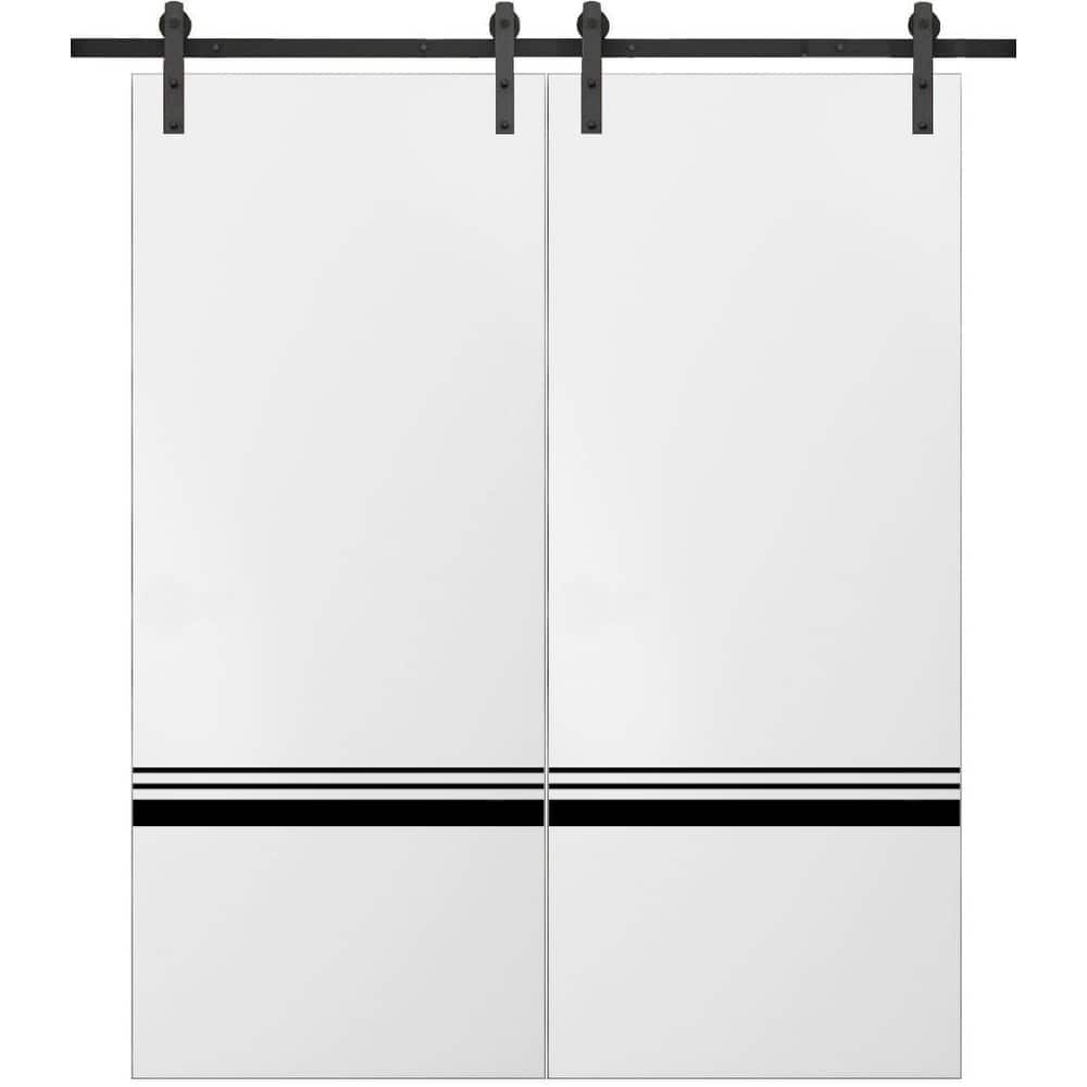 Sturdy Double Barn Door 36 x 80 with Planum 0012 White Silk with 13FT