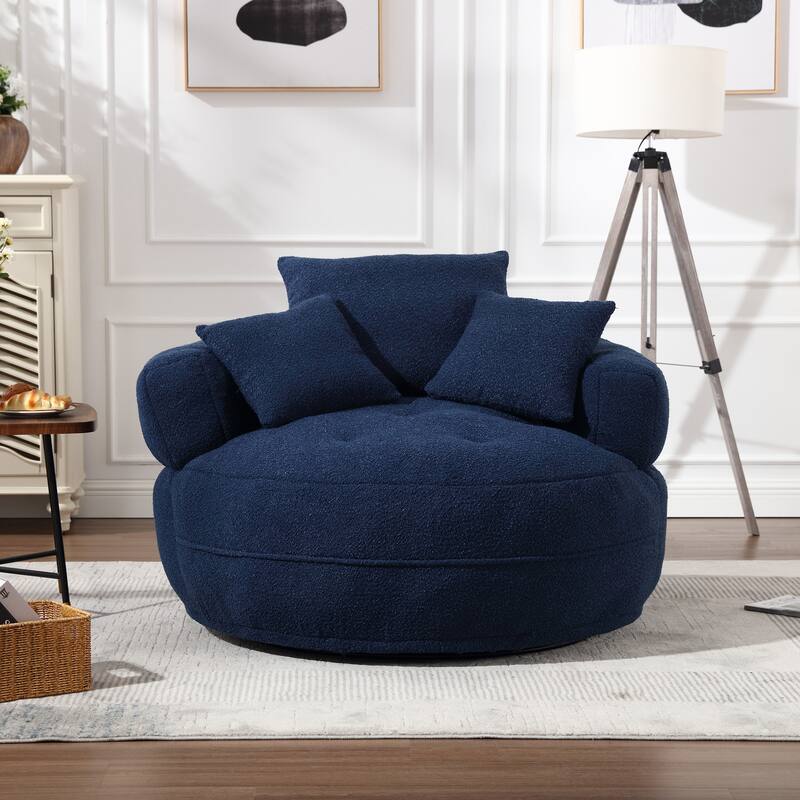 Circular wide living room fabric sofa, balcony swivel sofa chair