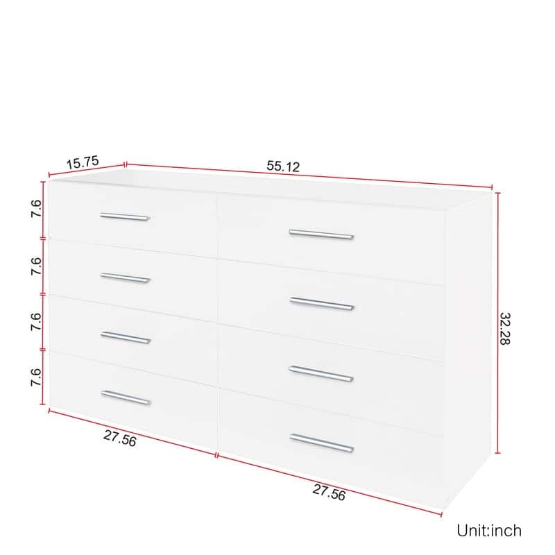 Space-saving 8-Drawer Double Dresser