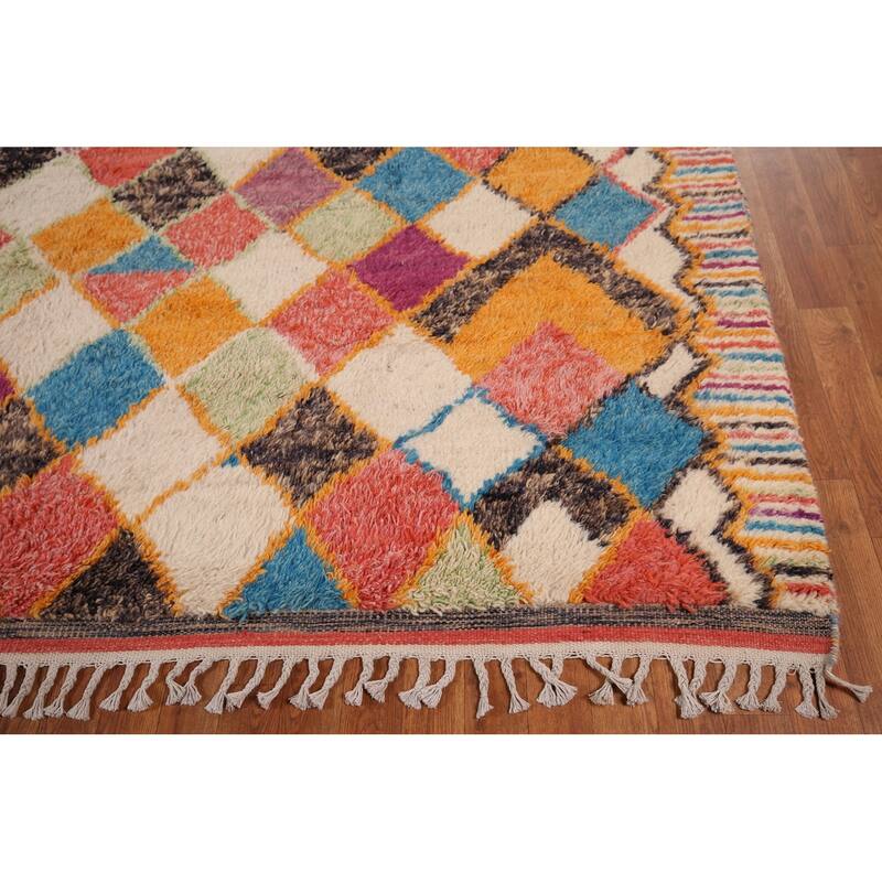 Trellis Geometric Moroccan Oriental Area Rug Hand-Knotted Wool Carpet - 8'11" x 12'10"