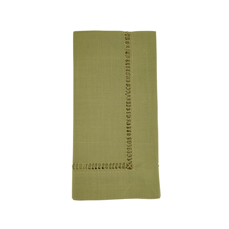 Decorative Napkins (Set of 12) - Stitched Border Detail for Dining and Entertaining - Set of 12 - 20"x20" - Sage