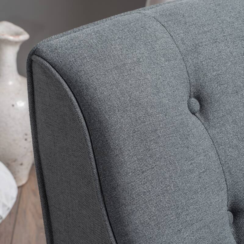 Mid Century Arm Chairs Tufted Back Accent Chairs w/ Wood Legs,Charcoal