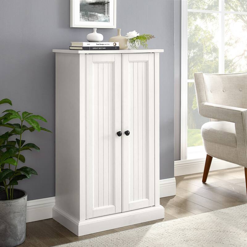 Crosley Seaside Distressed White Accent Cabinet