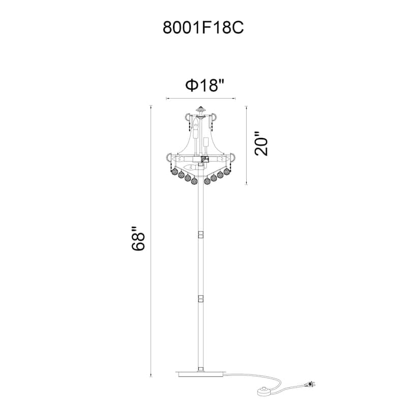 Empire 8 Light Floor Lamp With Chrome Finish