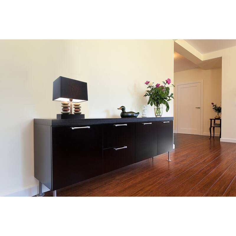 14 in. Black Finish Table Lamp with Black Shade, Sturdy Table Lamp for Living Rooms and Bedrooms