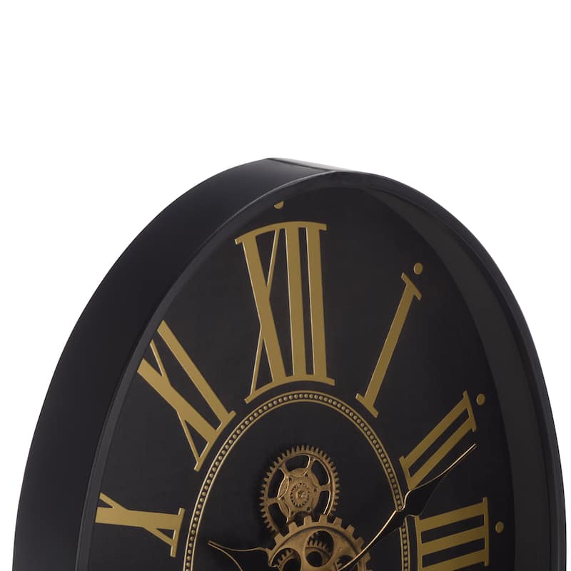 SEI Furniture Crosby Oval Roman Gear Clock - 25"W x 3"D x 19"H