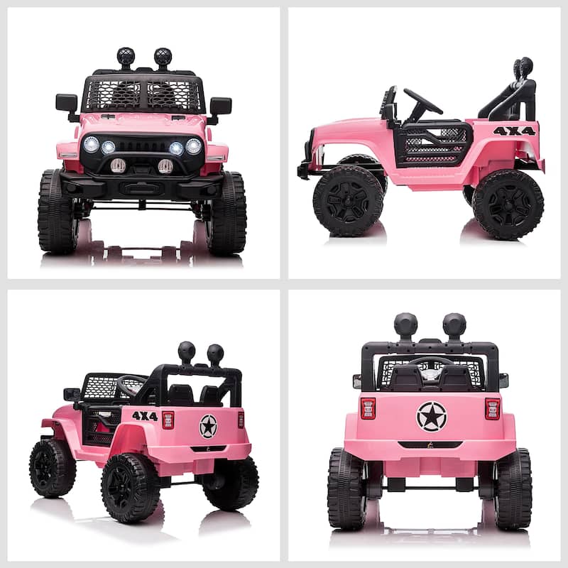 Pink Parent Remote Electric Truck Toy with Adjustable Speed, Off-Road Vehicle for Kids with LED, Electric Car with Seat Belts