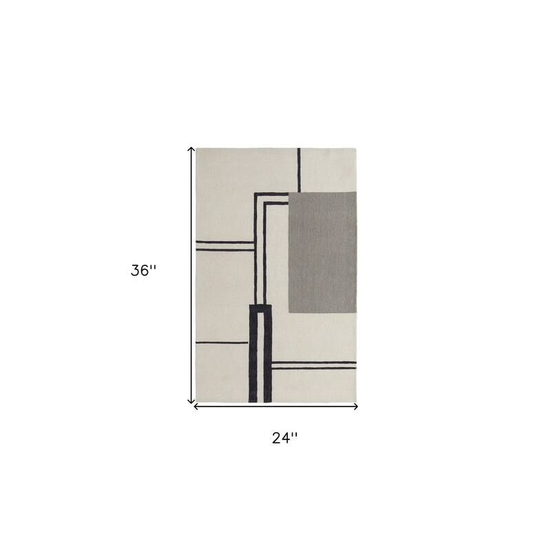 Vuyu Hand Tufted Geometric Abstract Area Rug By HomeRoots - 36' X '24' X '0.59
