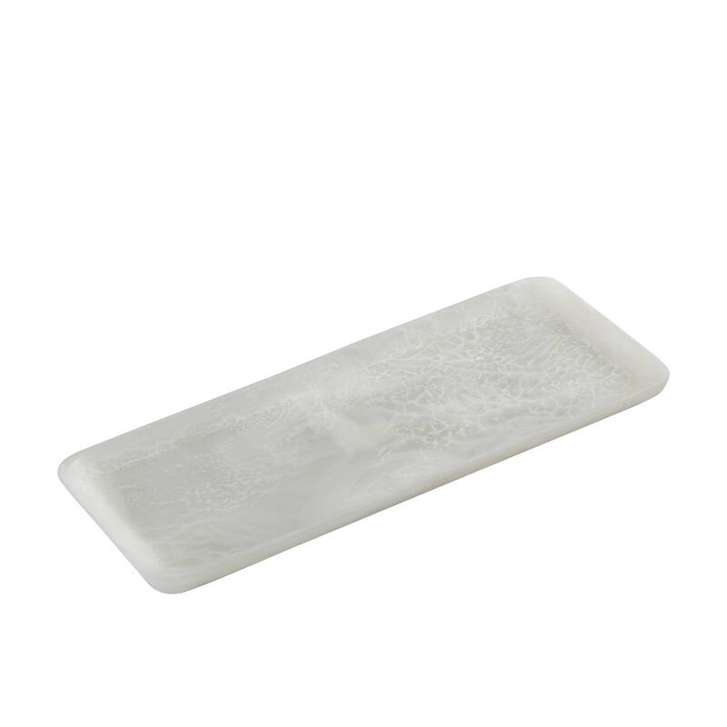 White Resin Rectangle Platter Set of 2