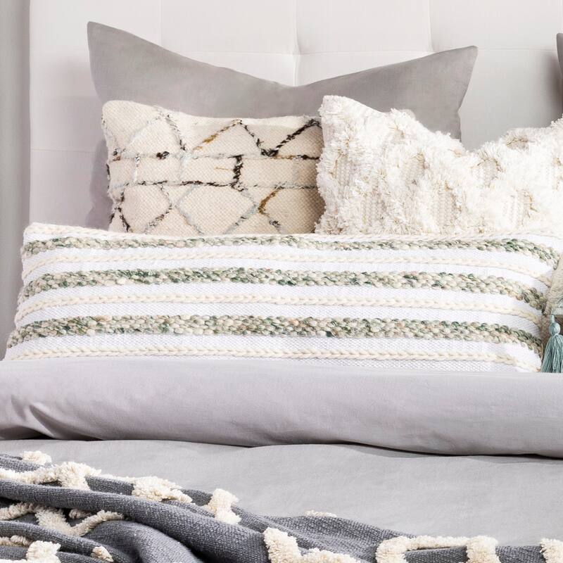 Artistic Weavers Kyon Braided Boho 32x14-inch Lumbar Throw Pillow - Cover Only - Green/Multi