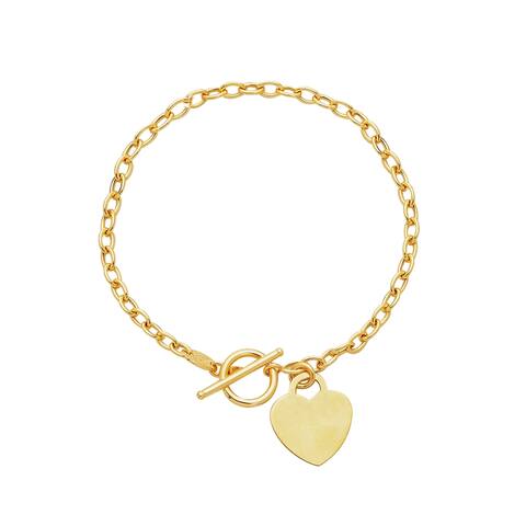 Mcs Jewelry Inc 14 KARAT YELLOW GOLD HEART DANGLE CHARM BRACELET
