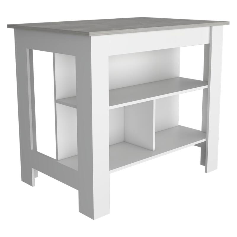 Brooklyn Kitchen Island, Three Concealed Shelves