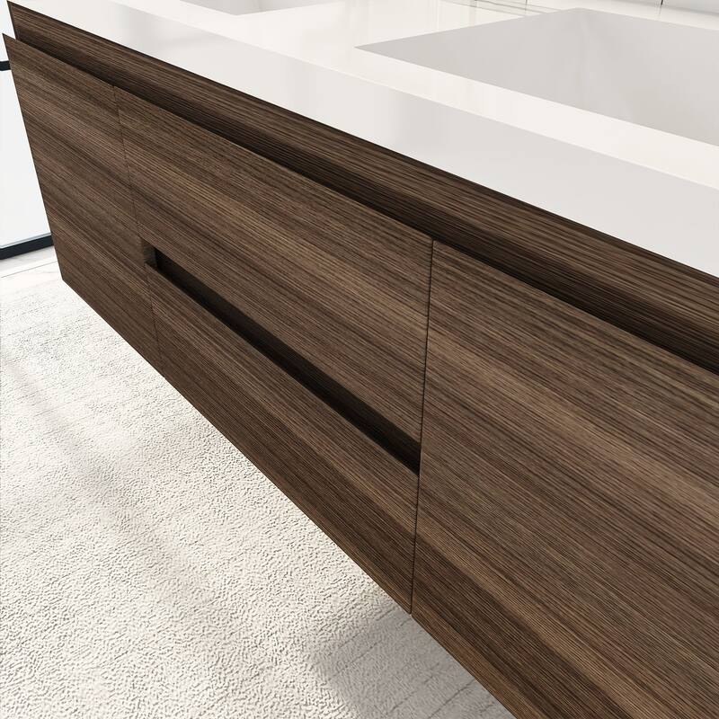 60" Wall-Mounted 2-drawer Bathroom Vanity Set with Integrated Double Sink